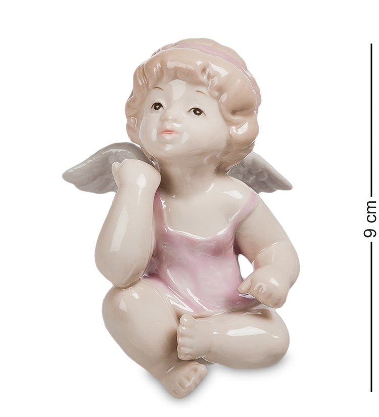Статуэтка из фарфора Задумчивый Ангелочек в розовом Pavone JP-33/ 7