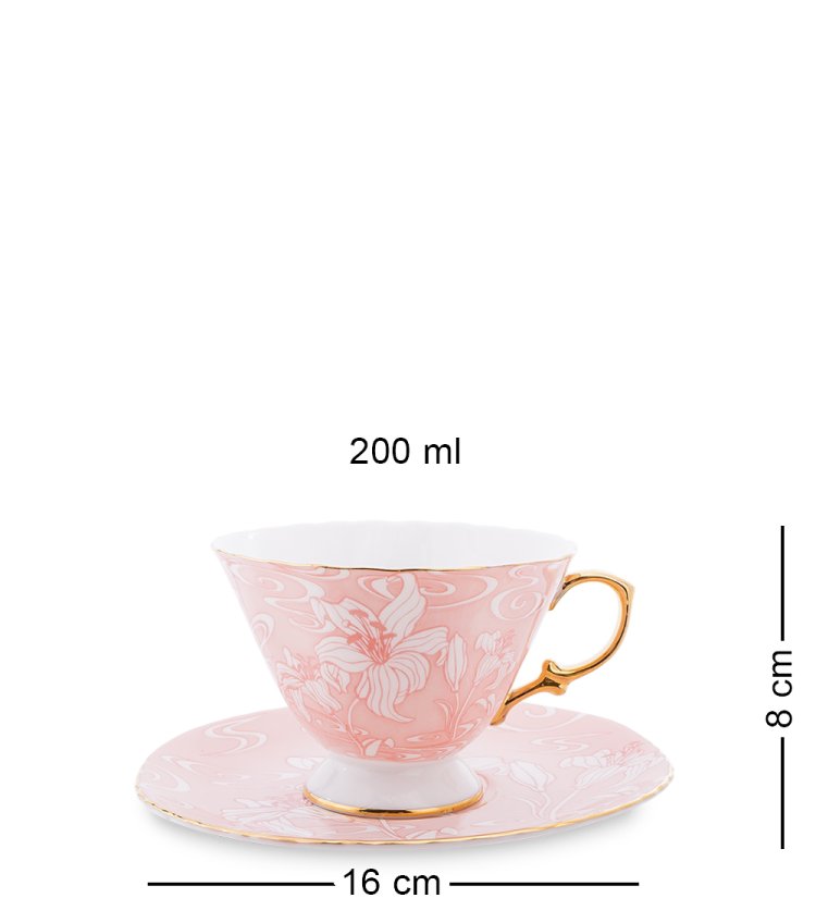 Чайный набор из фарфора на 6 персон Фиоре Дорато Pavone AS-41, фотография чашки