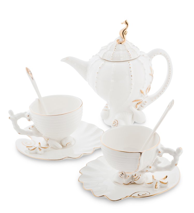 Чайный набор на 2 персоны с чайником Морская ракушка Pavone FM-34/17