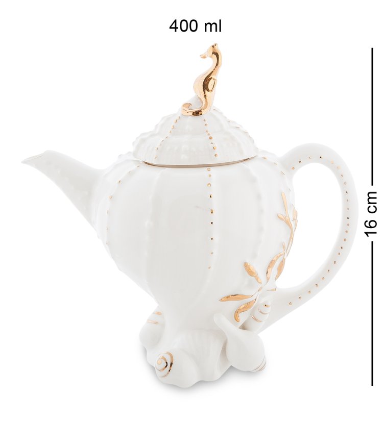 Чайный набор на 2 персоны с чайником Морская ракушка Pavone FM-34/17, фотография чайника