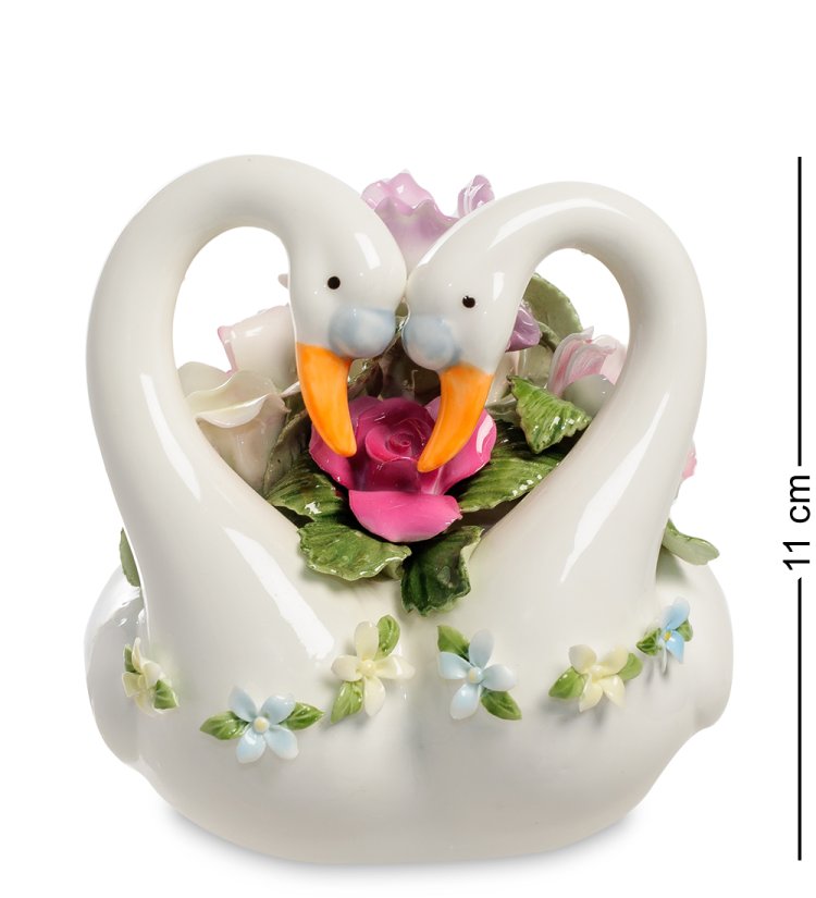 Музыкальная статуэтка из фарфора Лебеди Вместе навсегда Pavone CMS-10/40