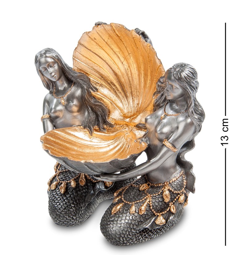 Ваза Золотая Ракушка с Русалками Veronese WS-40