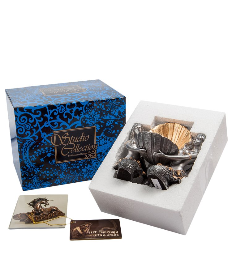 Ваза Золотая Ракушка с Русалками Veronese WS-40, упаковочный вид