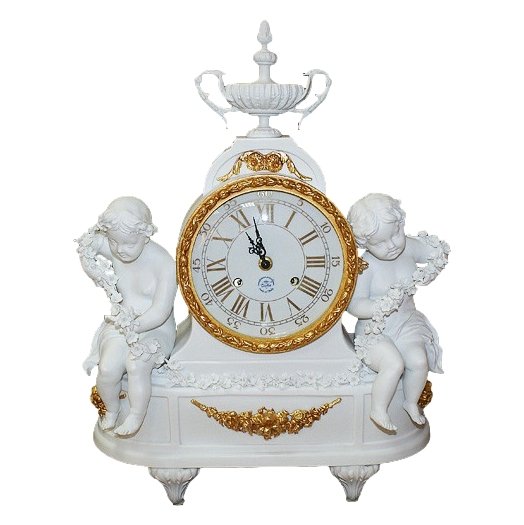 Часы из фарфора Два ангела