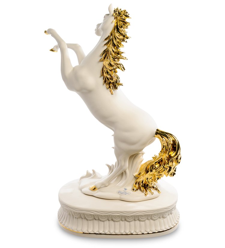 Статуэтка Белая Лошадь с золотом Sabadin Vittorio SV-129, фотография сбоку