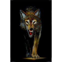 Картина Волчья охота c кристаллами Swarovski