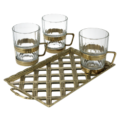 Набор стаканов на 6 персон с подносом и подстаканниками