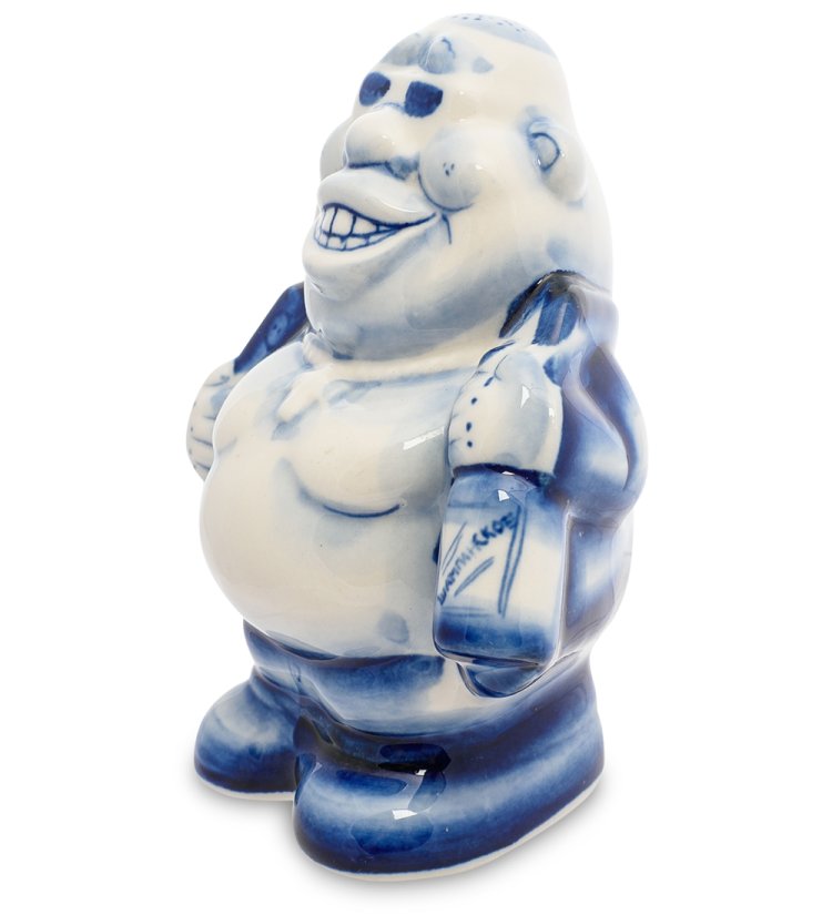 Статуэтка Новый русский Голубая гжель ГЛ-457, фотография сбоку