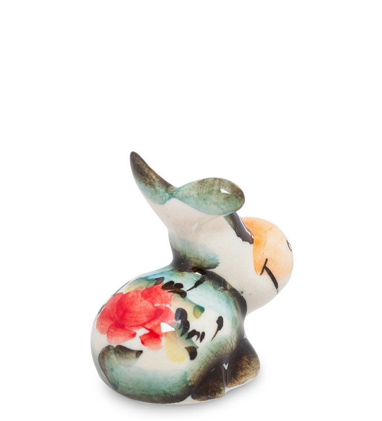 Статуэтка маленький Ослик Иа Цветная гжель ГЛ-234, фотография со спины