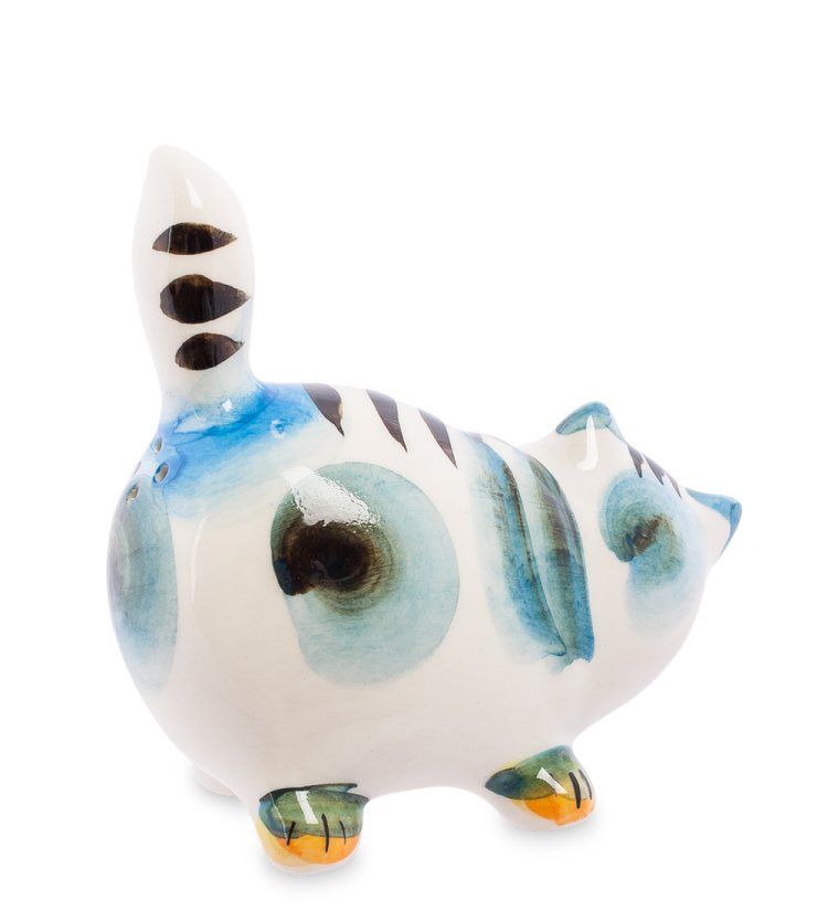 Фигурка Кот Пузан Цветная гжель ГЛ-372, фотография со спины