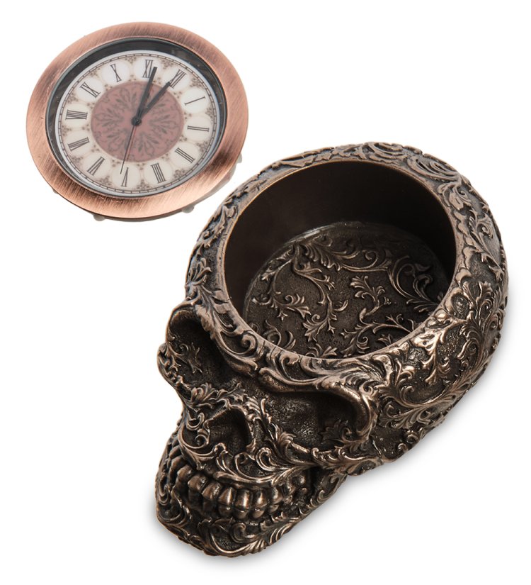 Часы настольные в стиле Стимпанк Череп Veronese WS-1065, фотография в открытом виде