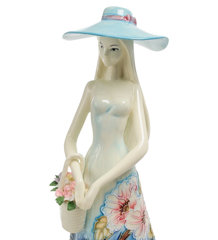 Статуэтка из фарфора Девушка с корзинкой цветов Pavone JP-12/ 8, фотография крупным планом