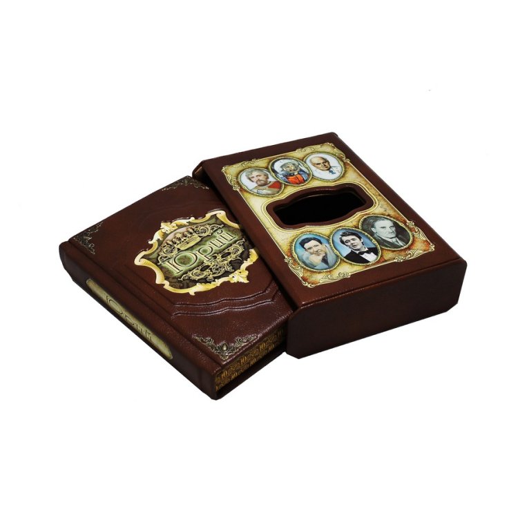 Книга в кожаном переплете Юрий - Великие имена в футляре BG1353F, фотография сбоку книги