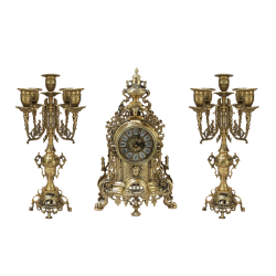 Каминные часы Париж с канделябрами, золотые