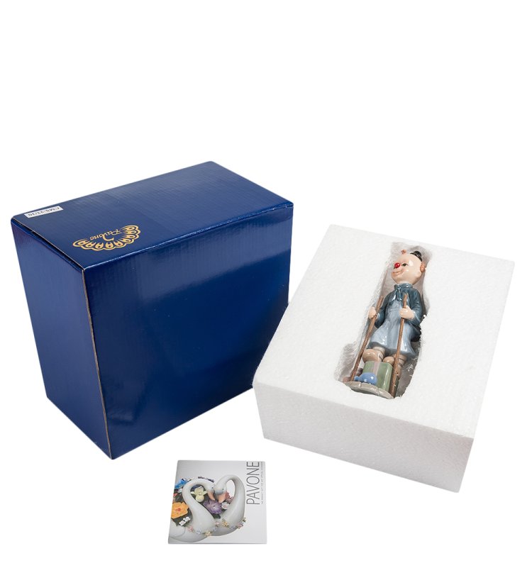 Статуэтка из фарфора Клоун на ходулях Pavone CMS-23/30, фотография в упаковке