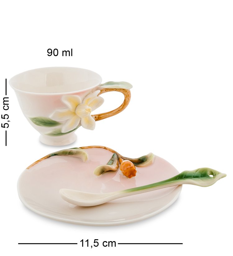 Кофейный набор на 2 персоны с чайником Гардения Pavone FM-40/ 1, фотография чашки и блюдца