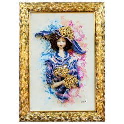 Картина из фарфора Леди с золотыми розами