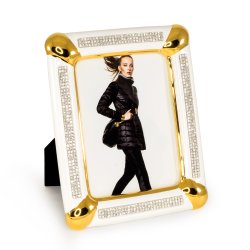 Белая фоторамка с кристаллами Swarovski, коллекция Dubai