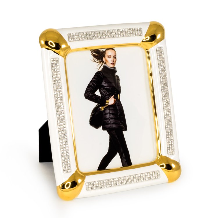 Белая фоторамка с кристаллами Swarovski, коллекция Dubai Migliore De Luxe 26854, фотография сбоку