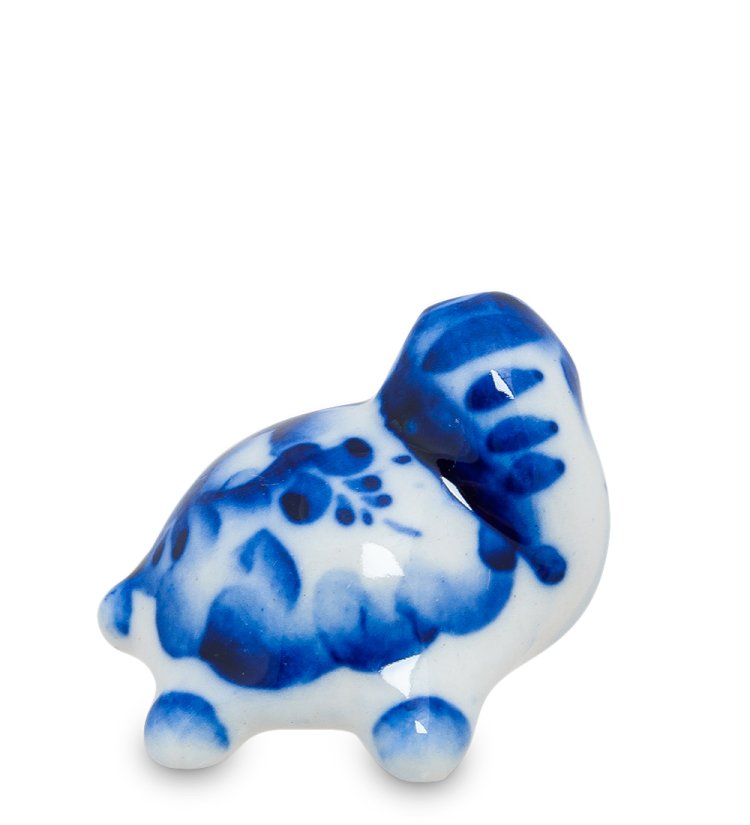 Фигурка маленькая Черепашка Голубая гжель ГЛ-279, фотография со спины