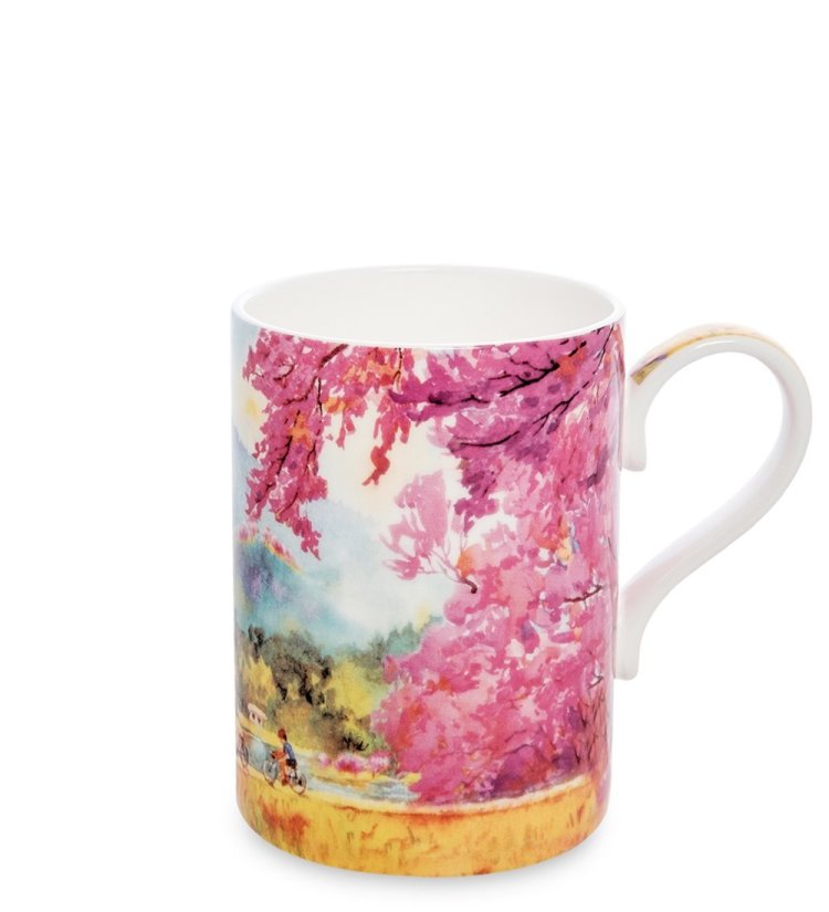 Кружка из фарфора Цветущая сакура Pavone JK-300