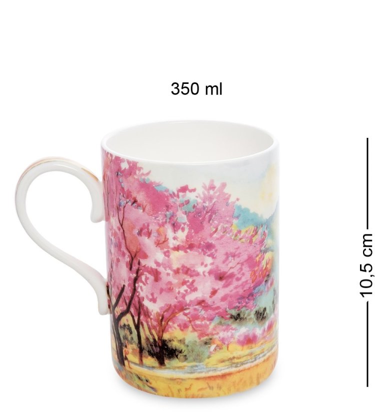 Кружка из фарфора Цветущая сакура Pavone JK-300, оборотная сторона