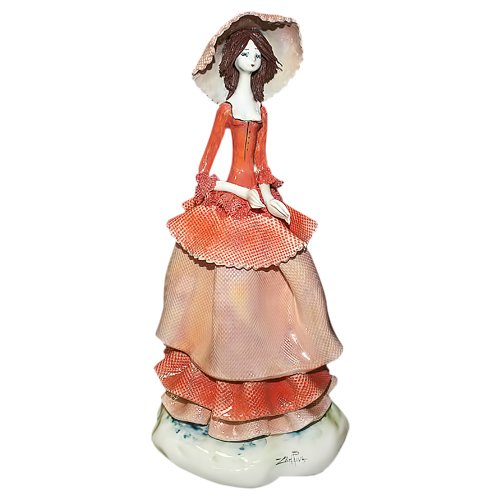 Статуэтка из фарфора Милая леди в красном платье ZamPiva 50107