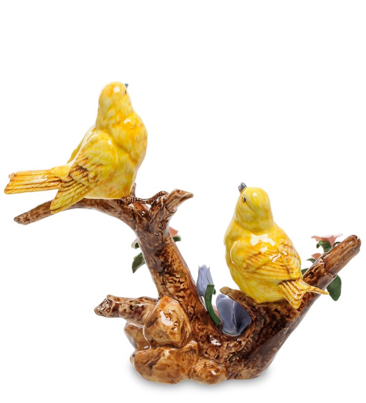 Статуэтка из фарфора Воробьи на ветке с цветами Pavone JP-23/ 1, фотография сзади