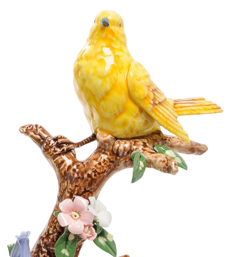 Статуэтка из фарфора Воробьи на ветке с цветами Pavone JP-23/ 1, фотография воробья.