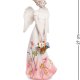 Статуэтка из фарфора Девушка Ангел в бело-розовом платье с корзиной цветов Pavone JP-764/ 7