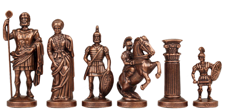 Большие Шахматы Греко-Римский период, Красная доска Manopoulos MP-S-11-C-44-RED, фотография бронзовых фигур