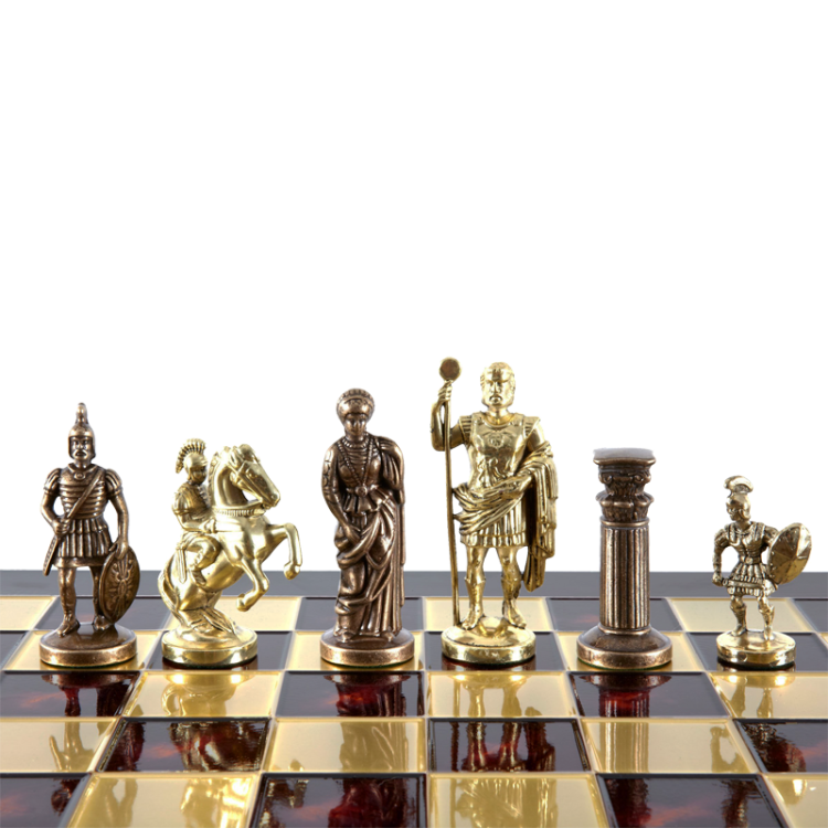 Большие Шахматы Греко-Римский период, Красная доска Manopoulos MP-S-11-C-44-RED, фотография фигур на доске