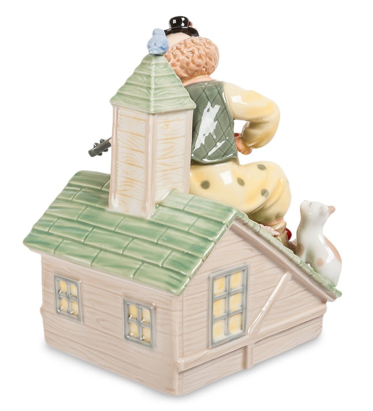 Статуэтка из фарфора Клоун-скрипач на крыше Pavone CMS-23/31, фотография со спины