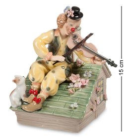 Статуэтка из фарфора Клоун-скрипач на крыше