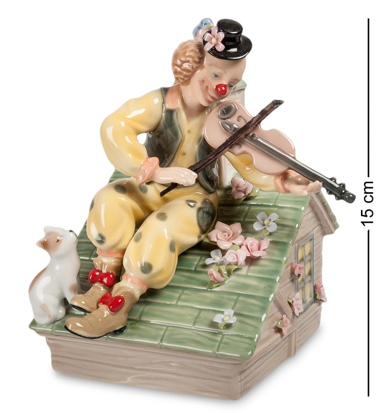 Статуэтка из фарфора Клоун-скрипач на крыше Pavone CMS-23/31