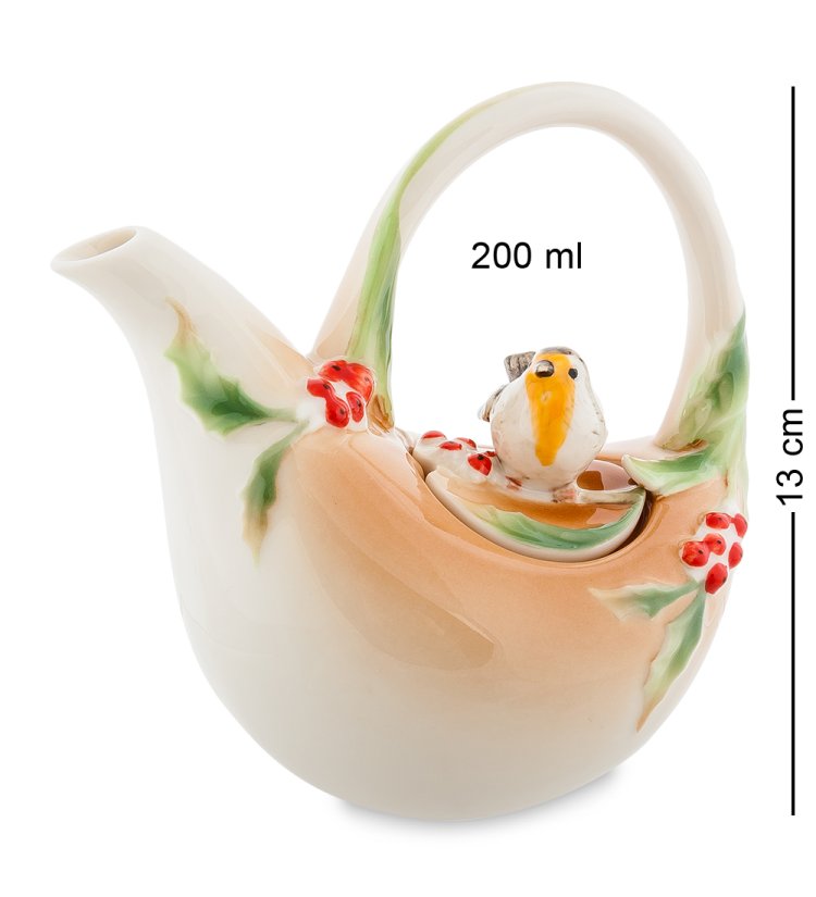 Кофейный набор на 2 персоны с чайником Пташка на падубе Pavone FM-40/ 3, фотография чайника