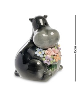 Статуэтка из фарфора Бегемот с букетом