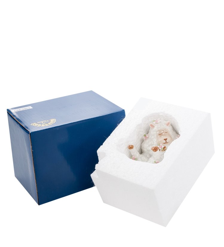 Фигурка из керамики радостная Овечка Pavone CMS-49/ 5, фотография в упаковке