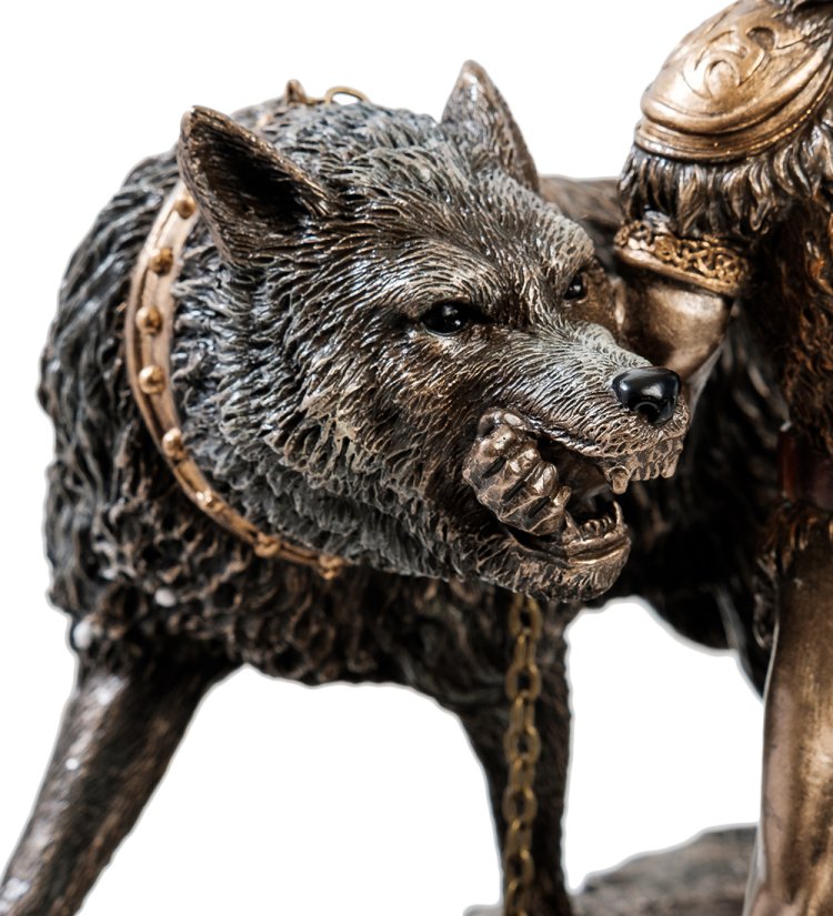 Статуэтка Тюр - бог воинской храбрости и Враг богов - Фенрир Veronese WS-921, увеличенный вид волка