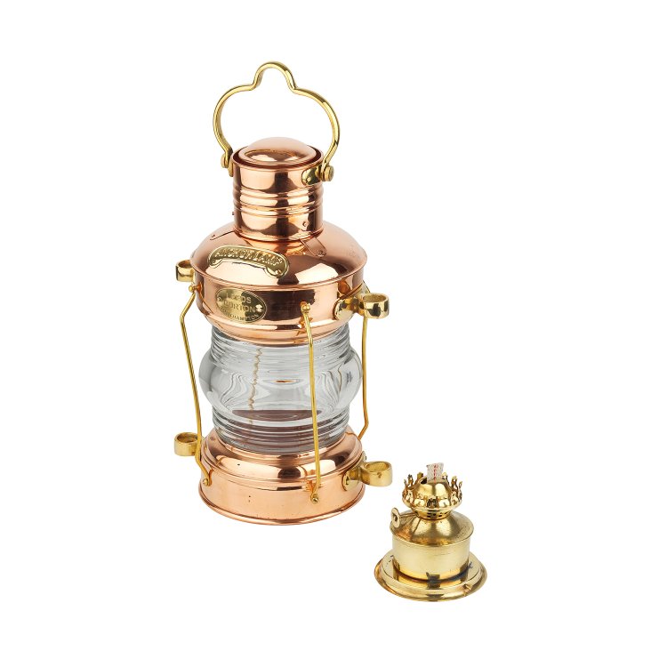 Керосиновая лампа из меди Leeds Burton, фотография в открытом виде