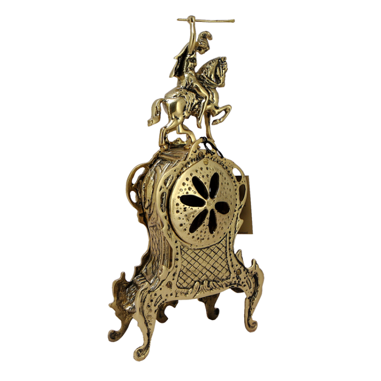 Бронзовые Каминные часы Ласу Кавало Bello De Bronze BP-27104-D, оборотная сторона