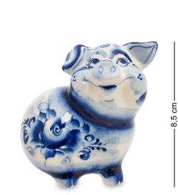 Фигурка Свинка  Голубая гжель