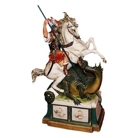 Фарфоровая статуэтка Георгий-победоносец разноцветный