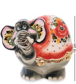 Копилка цветной Слон Золотая гжель