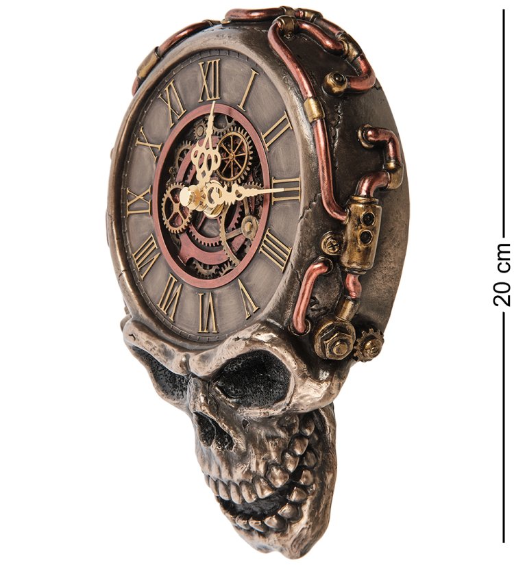 Часы настенные в стиле Стимпанк Череп Veronese WS-1066, фотография сбоку