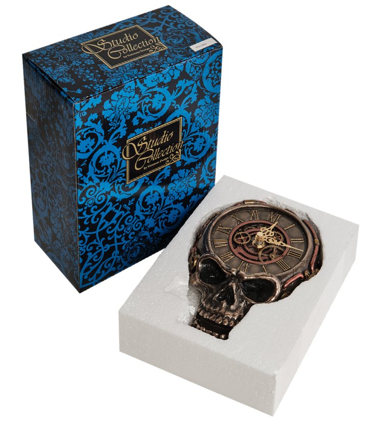 Часы настенные в стиле Стимпанк Череп Veronese WS-1066, фотография в упаковке