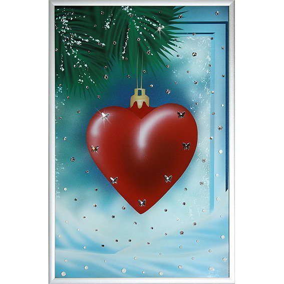 Картина С Новым годом c кристаллами Swarovski