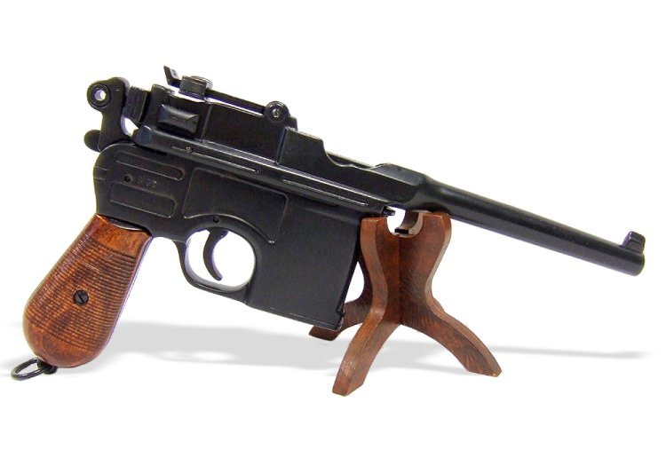 Универсальная подставка для оружия настольная Denix 800, фотография с наганом