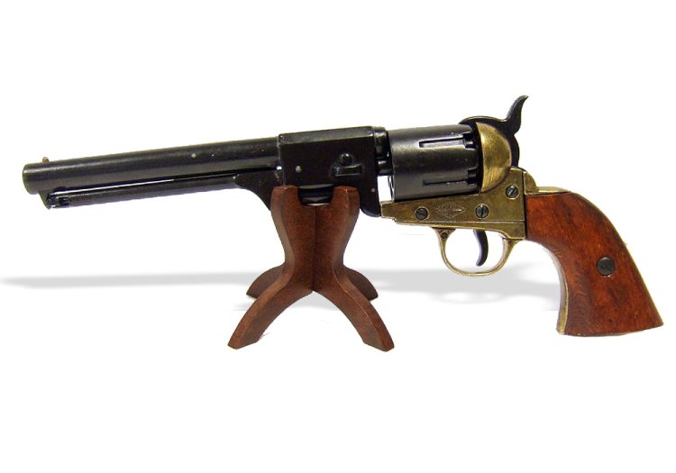 Универсальная подставка для оружия настольная Denix 800, фотография с револьвером