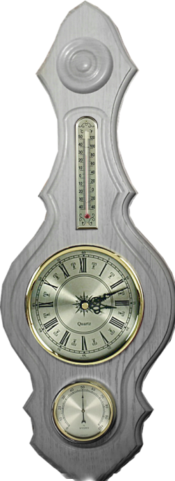 Белые Часы с термометром и барометром настенные